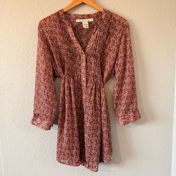 American Rag Women's Floral Print Long Sleeve Kimono Blouse Top Size XL X-Large - Picture 1 of 6